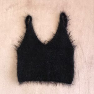 Kimchi Blue fuzzy black sexy crop top